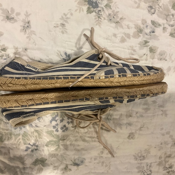 Soludos Blue White Stripe Original Classic Espadrilles Lace Tie Up Size 9 - Picture 5 of 10
